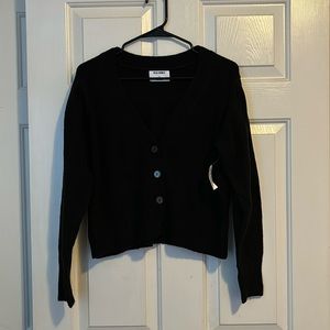 Old Navy Black Button Up Cropped Cardigan